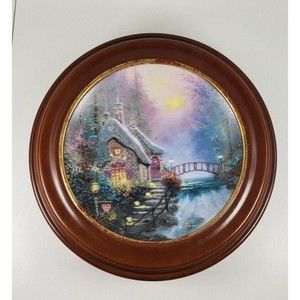 Vintage 1993 Thomas Kinkade FALBROOKE COTTAGE Enchanted Cottages Round Plate